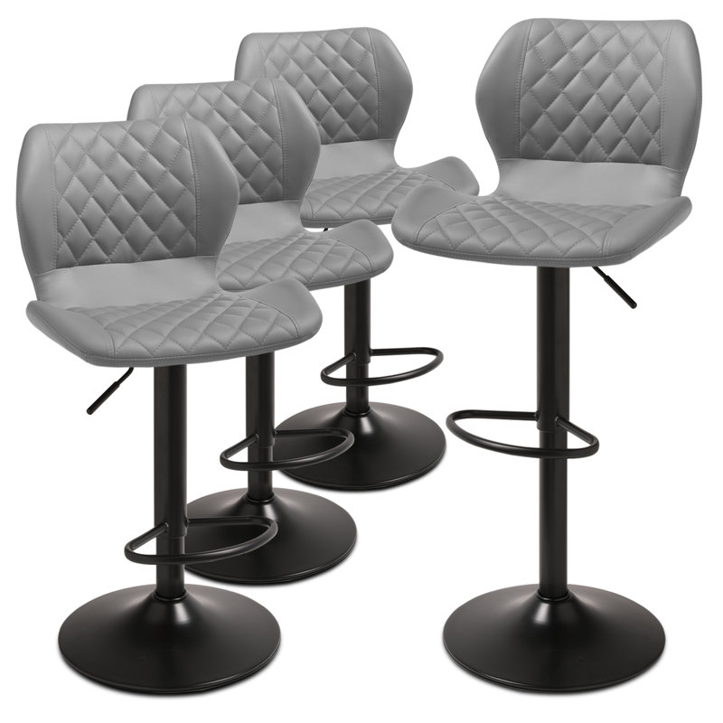 Swivel Adjustable Height Bar Stool (Set of 4), Grey