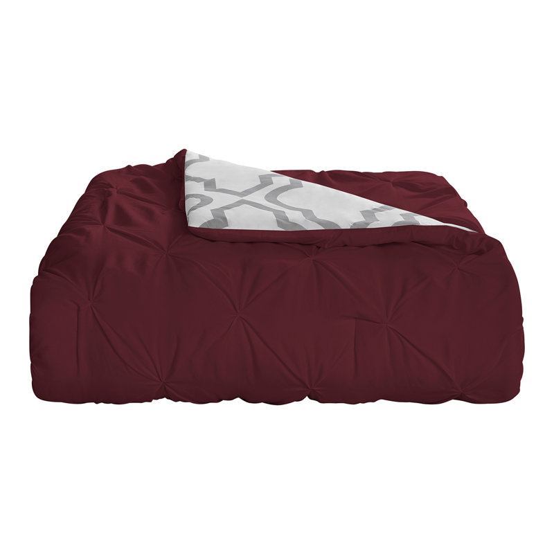 Polyester Percale Geometric Shapes Comforter, Full/Double Comforter + 2 Standard Shams, Burgundy
