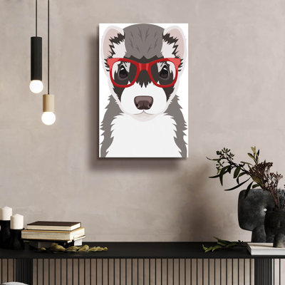 Epic Art 'Ferret Wearing Hipster Glasses' By Furba " Ferret Wearing Hipster Glasses " by Furbaby Affiliates