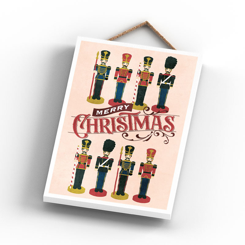 Xmas Merry Christmas Nutcracker Wooden Plaque, 18.5cm H x 12cm W x 0.9cm D