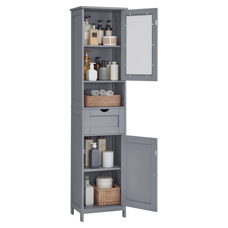 Armoire de salle de bain autoportante Rior, Gris mystique