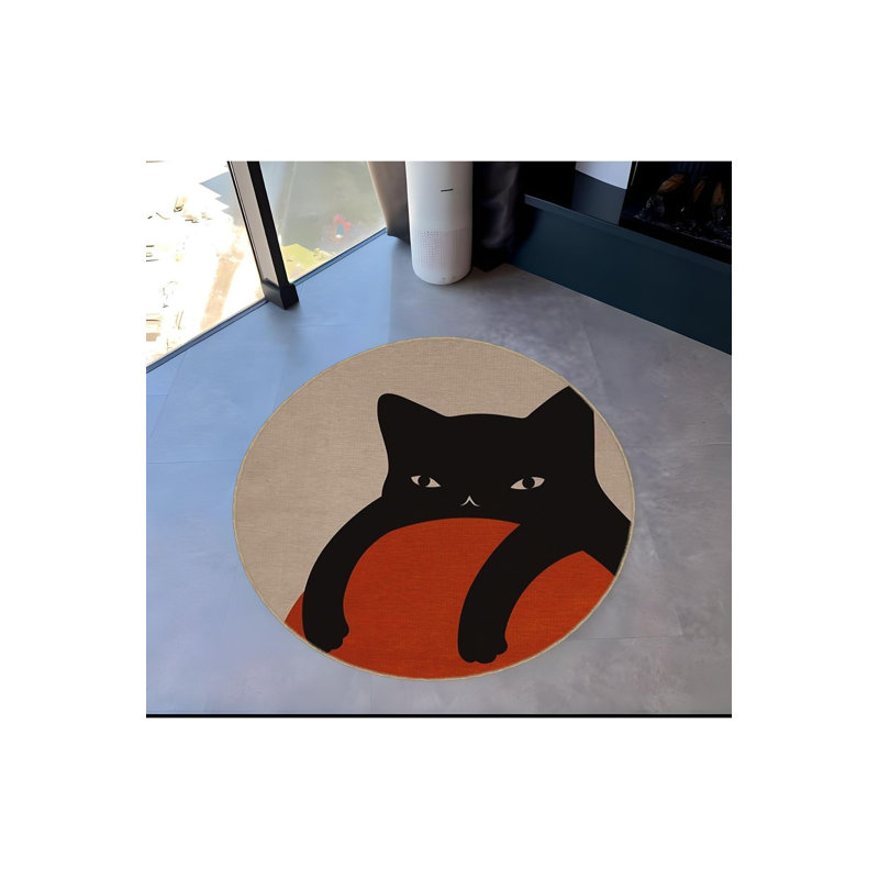 Tapis décoratif lavable à la machine, Sous-tapis rond 2 pi 8 po inclus