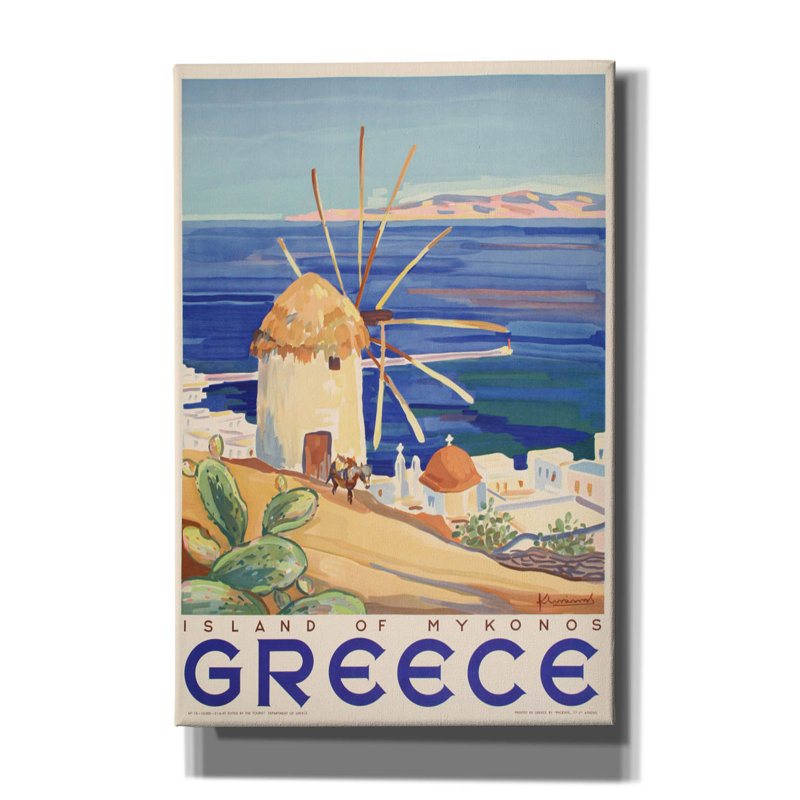 "Mykonos Grèce" par Vintage Posters, H 18 po x l 12 po x P 0,75 po