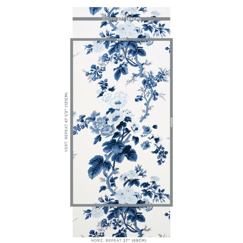 Papier peint Pyne Hollyhock, Indigo