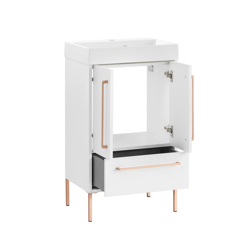 Middleburg 500mm Single Bathroom Vanity with Integrated Solid Surface Basin, White