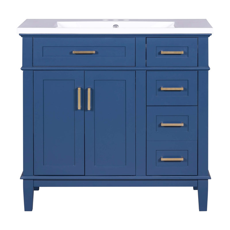 Meuble-lavabo 36 po avec lavabo en résine, Bleu