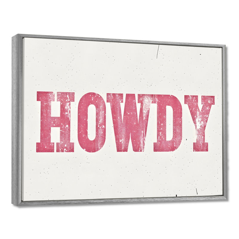 Howdy - Cowgirls Wall Art Living Room, Toile argentée avec cadre flottant, H 12 po x l 20 po x P 1 po