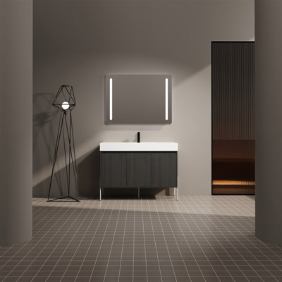 48" Freestanding Bathroom Vanity With Resin Sink, Storage Cabinet With Soft Closed Doors
