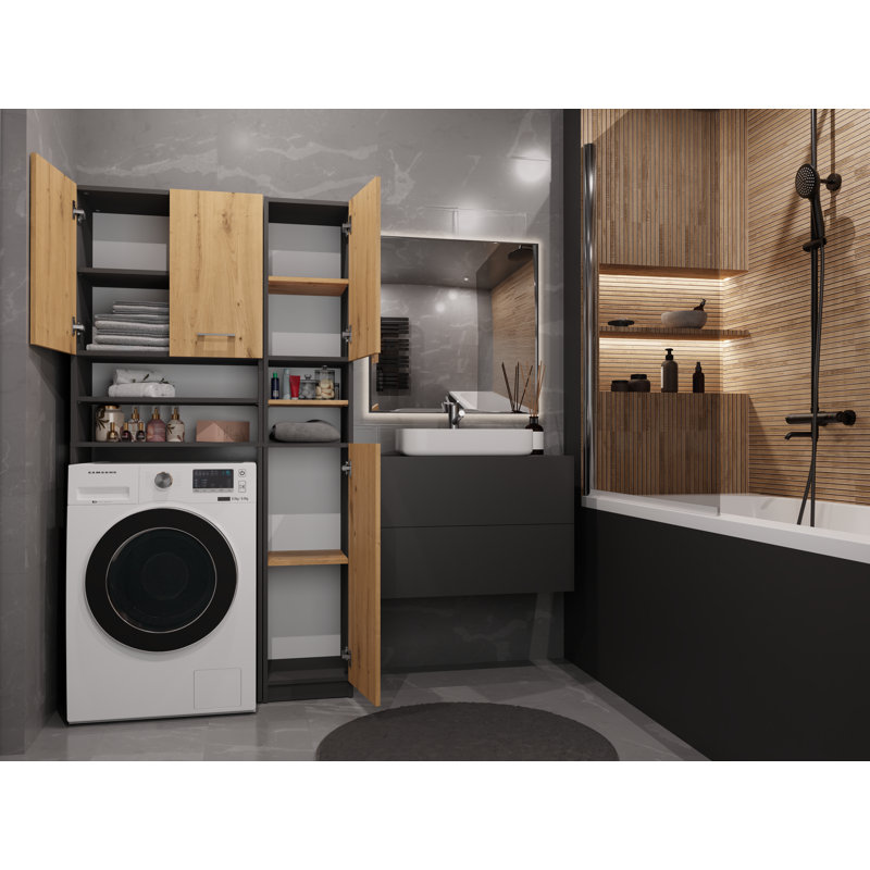 MDF Wood Laundry Room Organiser, Anthracite/Artsian