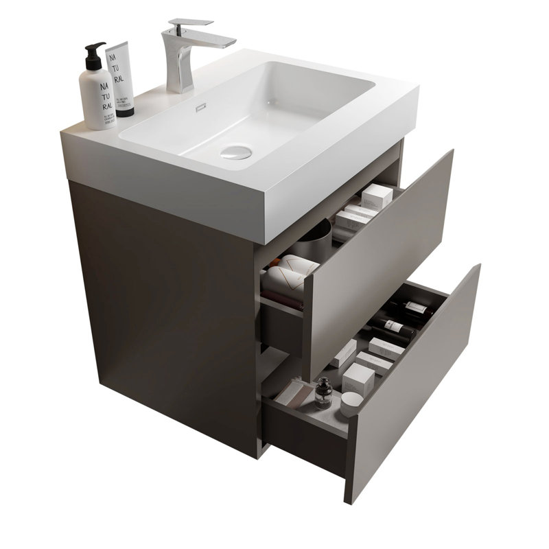 Meuble-lavabo 24 po avec lavabo, Blanc, Gris