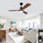 52 Inch Modern Black Ceiling Fan With Light 3 Solid Wood Blades Remote Control Reversible DC Motor With Dimmable LED-126007547