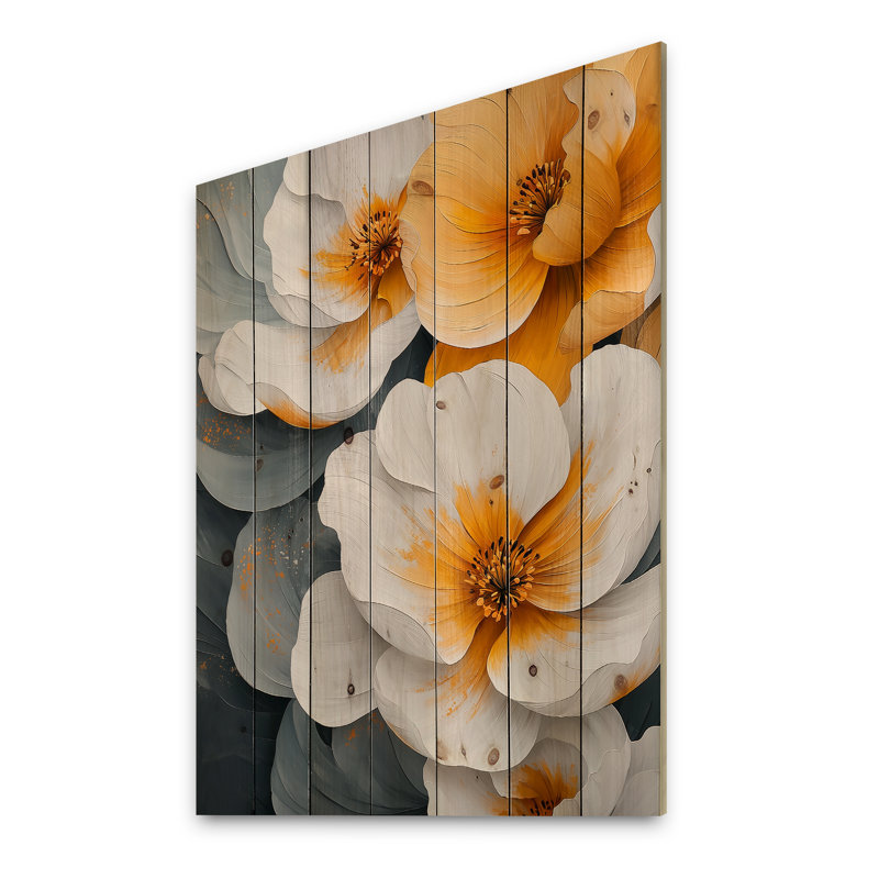 Petals Of Velvet Wildflowers Yellow IV - Wildflowers Wood Wall Art - On Natural Pine Wood, 20" H x 10" W x 0.78" D