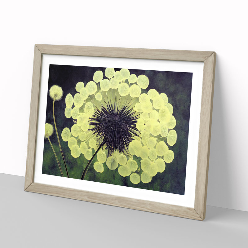 Captivating Dandelion Flowers - Framed Print, 46cm H x 64cm W x 2cm D, Oak