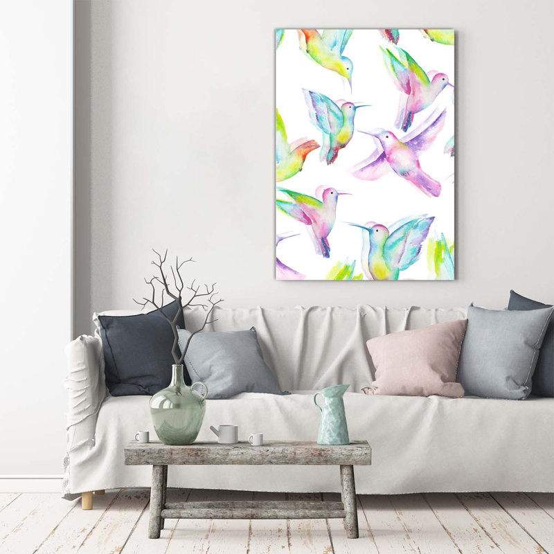 Colorful Hummingbirds - Wrapped Canvas Print