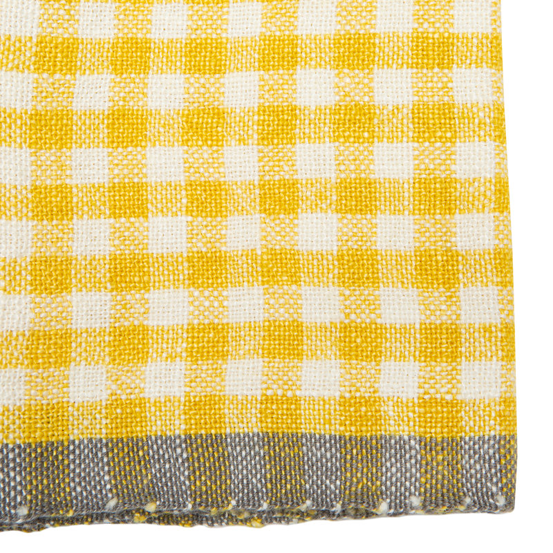 Gingham Dish Towel Kitchen Towel, Dijon/Grey