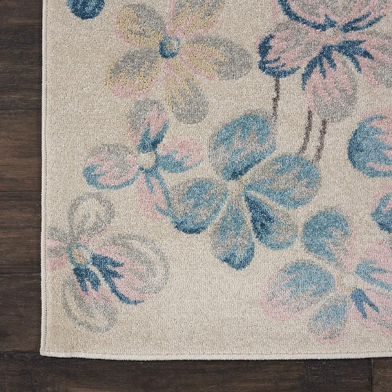 Tapis à motif floral ivoire Zaizi, Rectangle 8 pi 10 po x 11 pi 10 po