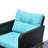 5 Pieces Rattan Wicker Lounge Chair Outdoor Patio Conversation Set With 2 Cushioned Chairs, 2 Ottomans And Tempered Glass Top Coffee Table, Brown/Blue-958633009-958633010