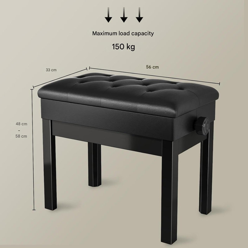 Leather Match Upholstered Storage Bench, 58cm H x 56cm W x 33cm D