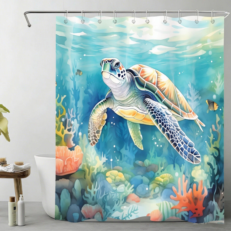 Rideau de douche aquarelle avec crochets de 72 po x 72 po Watercolor