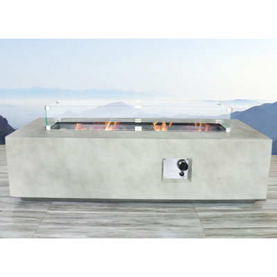 Table de foyer d'extérieur rectangulaire au propane en fibre renforcée de fibre avec 60 000 56 po, flamme réglable, couverture pour la conservation extérieure du béton, 50 000 42 po, flamme par bouton-poussoir, Lava Rocks Real