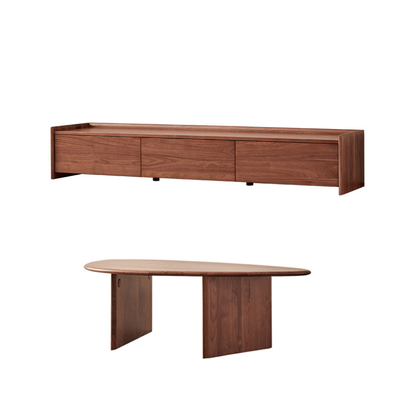 Meuble télé de style rétro jumelé à une table basse