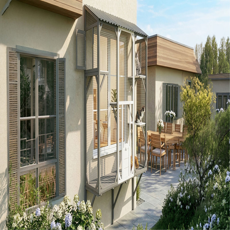 Enclos d'extérieur pour chat Catio, Gris / Blanc