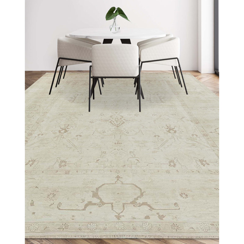 Hand Knotted Area Rug in Wheat, Rectangle 9' x 12'