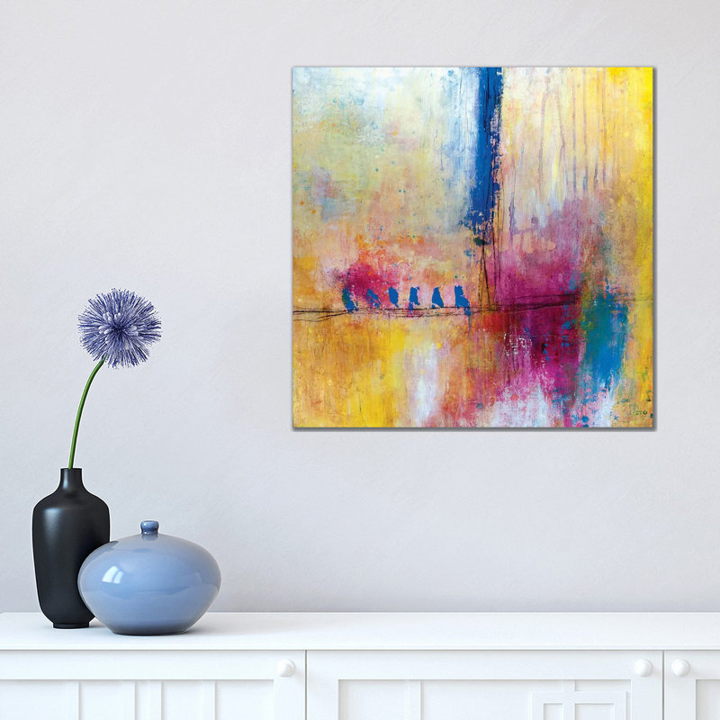 Birds On A Wire by Deb Chaney - Print on Canvas, Wrapped Canvas, 45.72 cm H x 45.72 cm W x 3.175 cm D