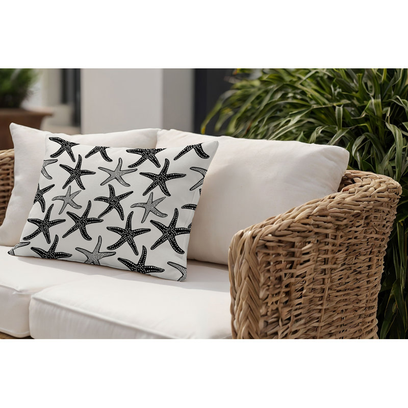 Barnon Outdoor Reversible Throw Pillow, 14"H x 20"W, Black
