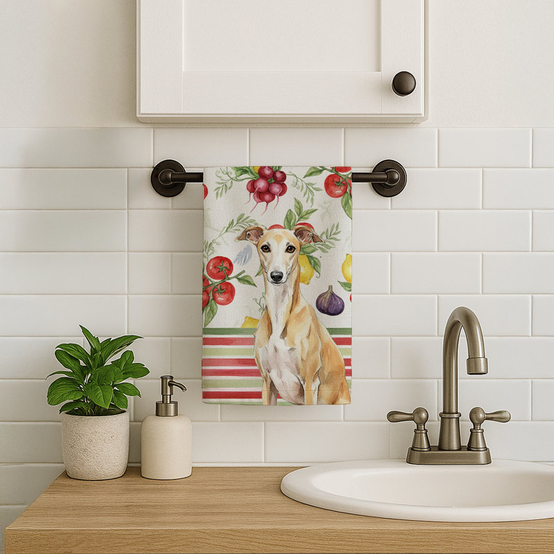 Fawn Whippet Vegetables Kitchen Towel, Fawn Whippet