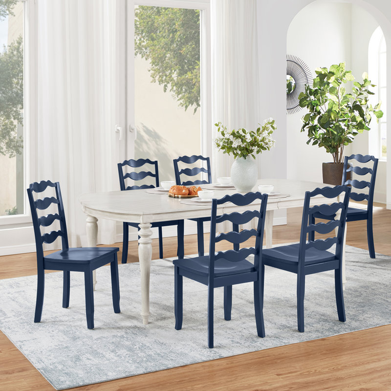 Chaise d'appoint de style campagnard en bois massif 36 po, 6, Bleu