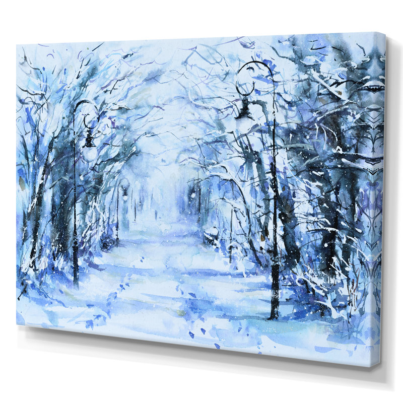 «Path in Park pendant l'hiver», reproduction sur toile tendue, H 24 po x l 36 po x P 1 po