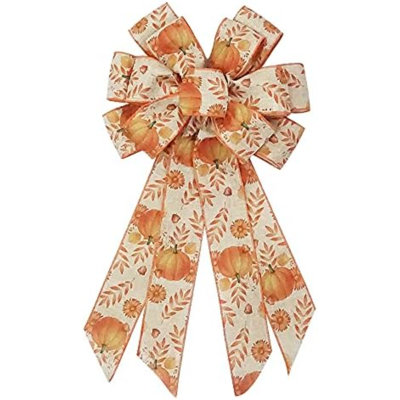 Nœuds d'automne pour couronne, nœud en forme de feuille de citrouille jaune pour décoration automnale - Nœud d'automne pour l'Action de grâce, décoration murale intérieure et extérieure pour porte d'entrée, fournitures et ornements