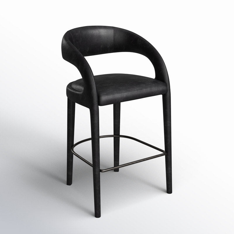 Geoffrey Counter & Bar Stool, Bar Stool (30.51" Seat Height), Sonoma Black/Genuine Leather