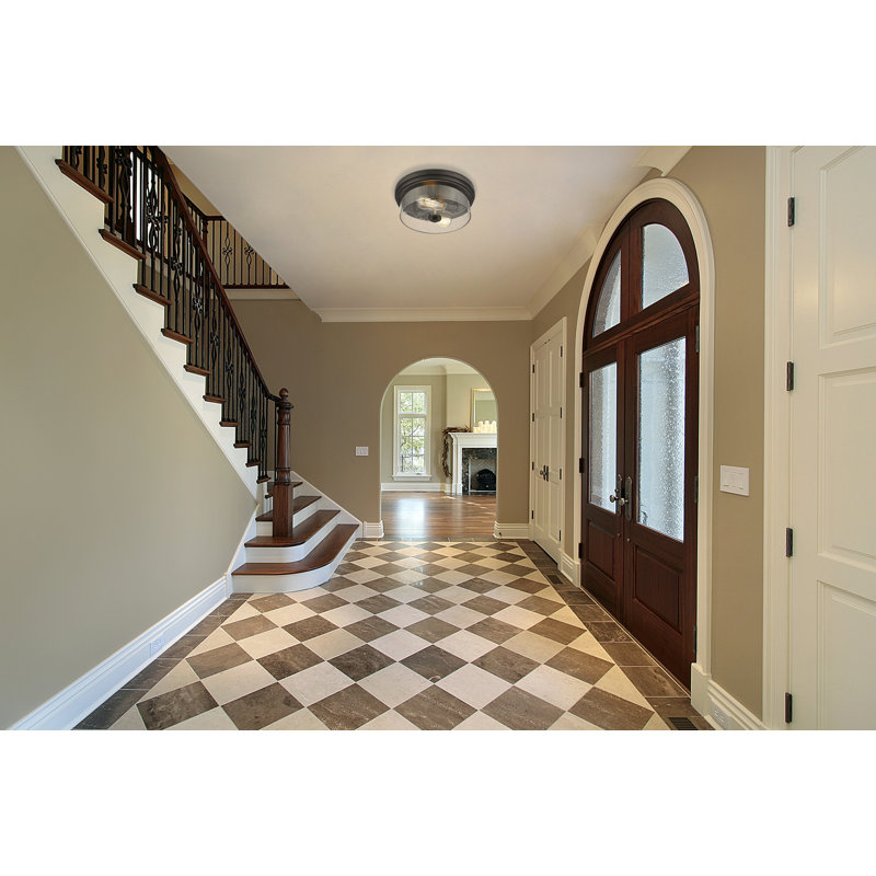 Masham Glass Flush Mount, Matte Black