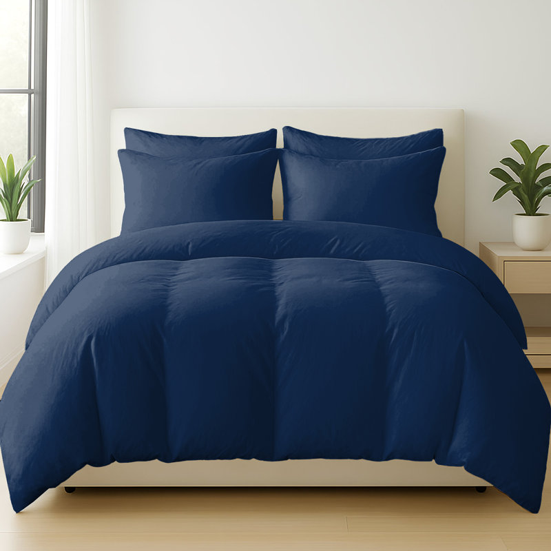 Cotton Solid Colour Duvet Cover Set with Pillow Shams, Double Duvet Cover + 2 Shams