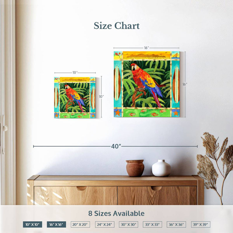 Brampt Surf Parrot, 10" H x 10" W