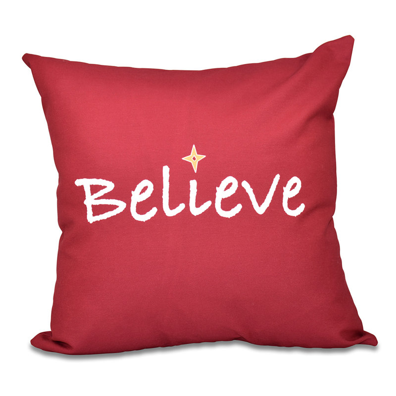 A Way With Words Embroidered Reversible Throw Pillow, 26" H x 26" W, Cranberry