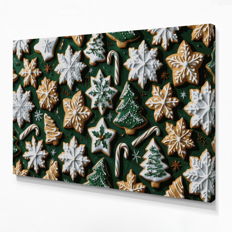 Décoration murale de Noël, biscuits au sucre de Noël, toile verte