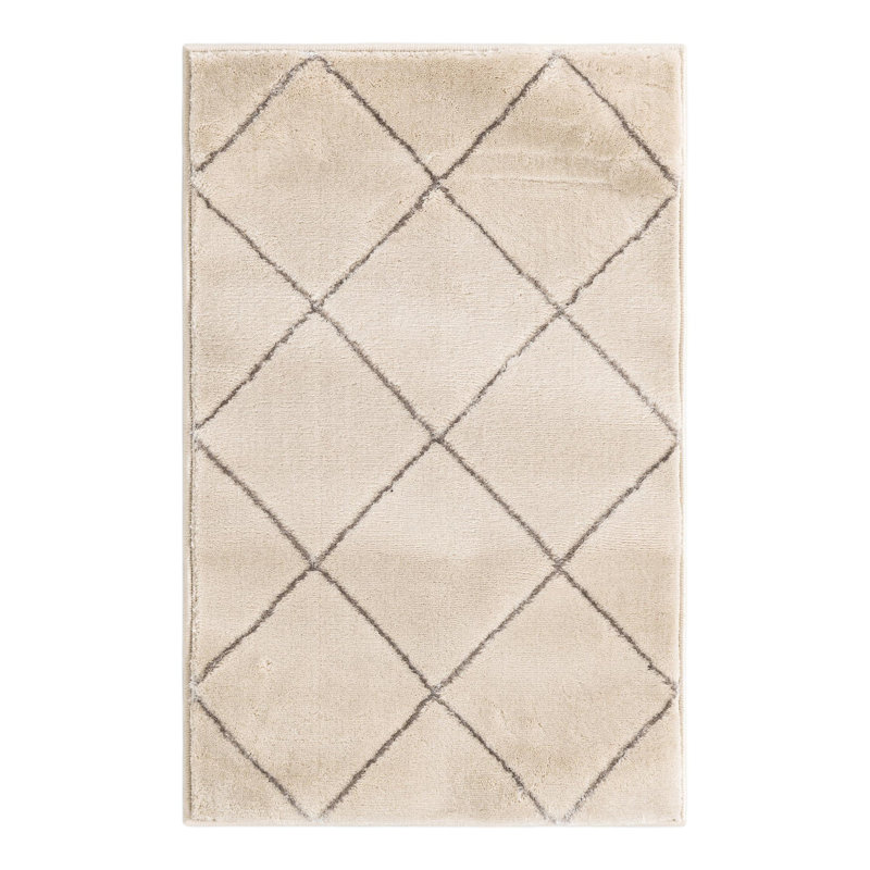 Latitude Run® Checks Novica Rug White and Silver, Rectangle 2' x 3'1"