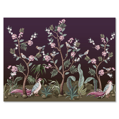 Chinoiserie avec oiseaux et pivoines I - Peinture sur toile