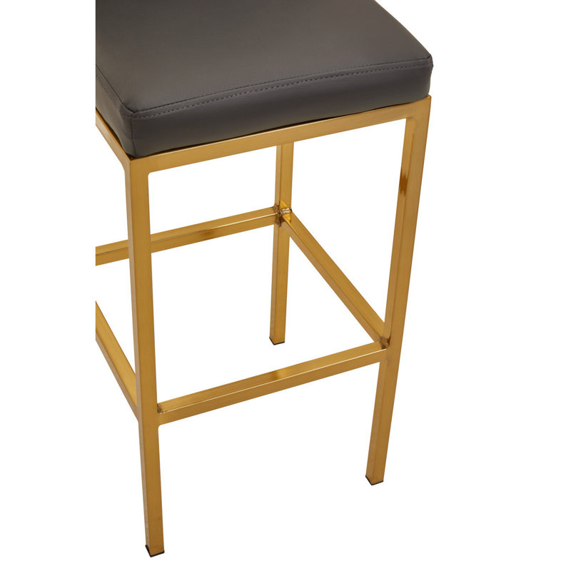 Madeline Upholstered Counter Stool with Metal Frame, Gold, Grey