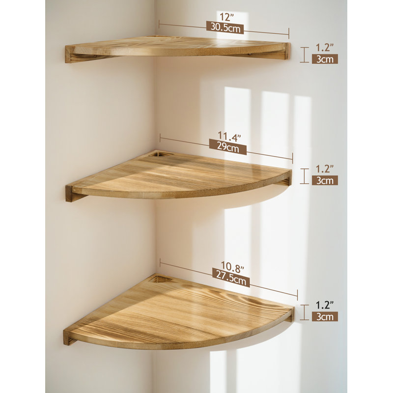 Corner Shelves Wall Mount Farmhouse Rustic Corner Floating Shelf With Cord Hole