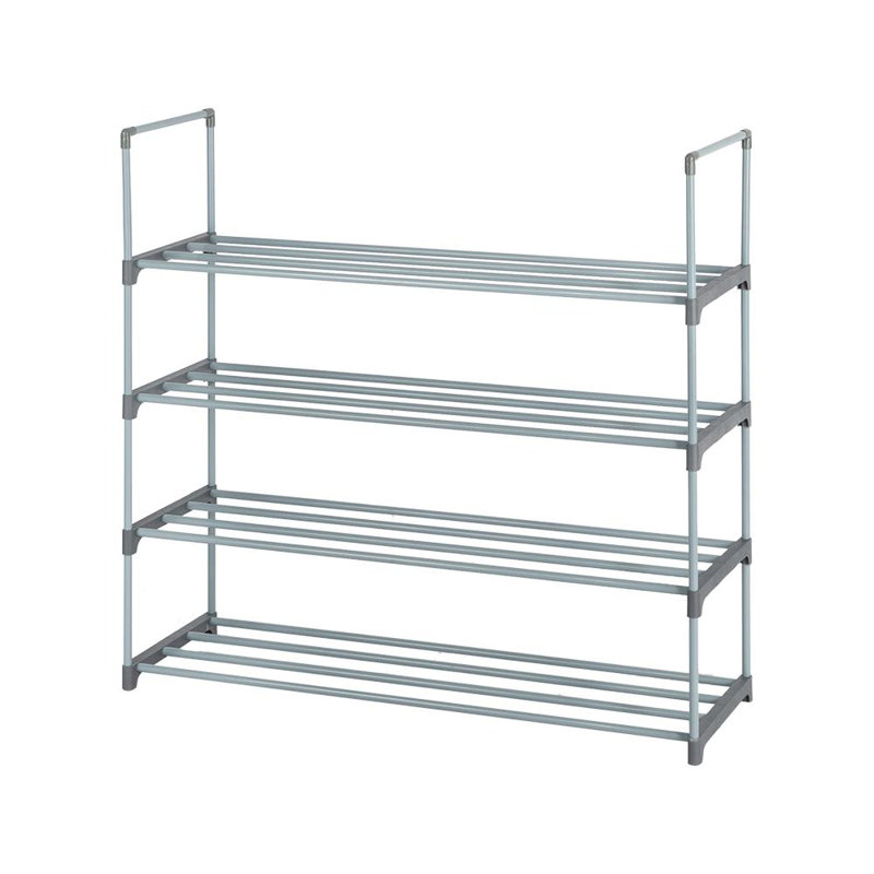 32-Pair Iron Stackable Shoe Rack, Grey