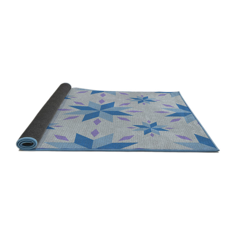 Tapis géométrique bleu, Rond 7 pi