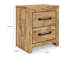 Table de chevet avec 2 tiroirs Mayna, métal étain, bois brun 25 po