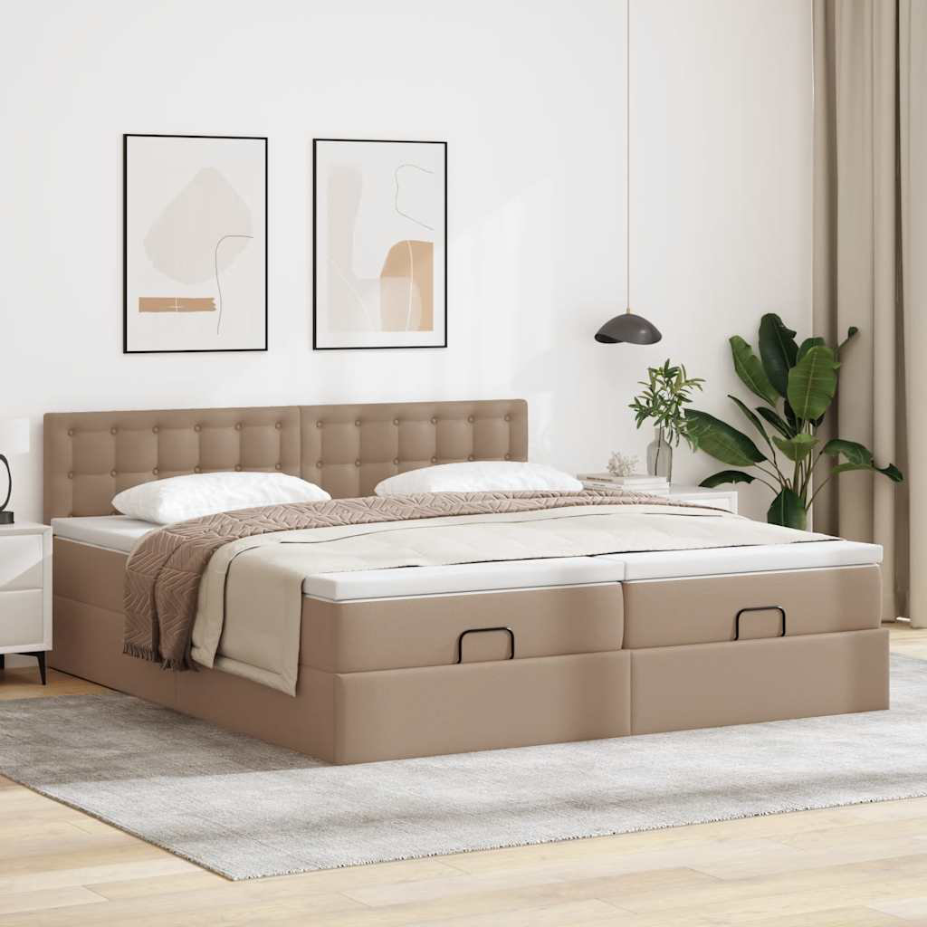 Vidaxl Ottoman-Bett Mit Matratzen Grau 200X200 Cm Kunstleder