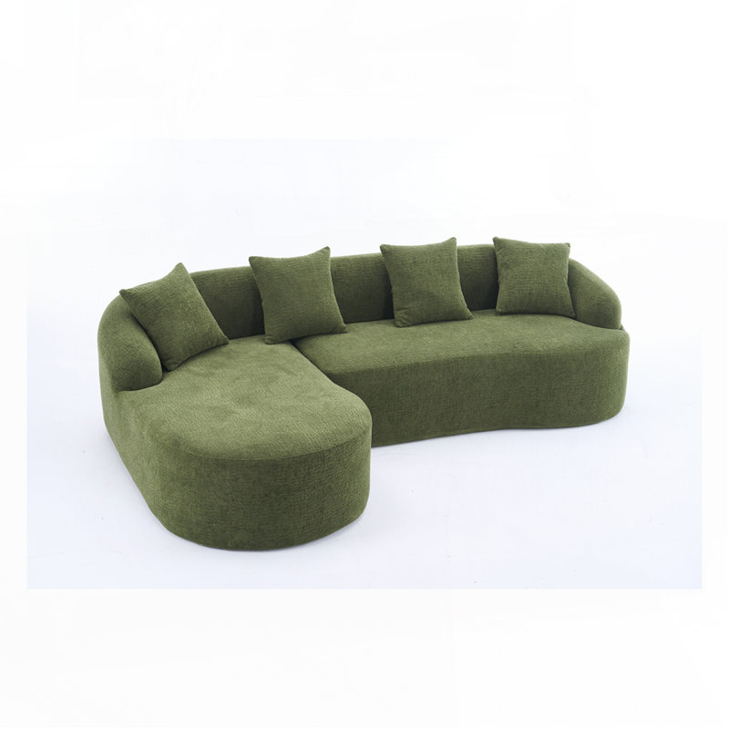 sofa with 4 pillows, Antique Green Chenille