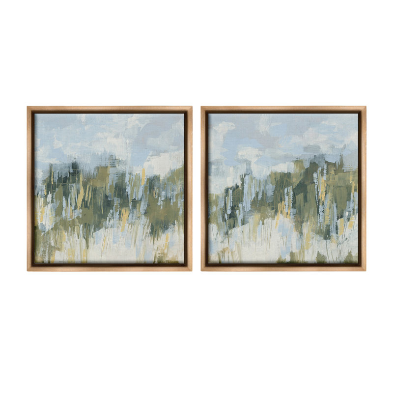 «Abstract Brushed Landscape» par June Erica Vess - Ensemble de 2 reproductions sur toile flottantes, H 18 po x l 18 po