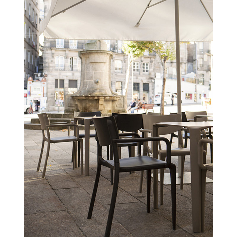 Premium All-Weather Wicker Outdoor Stacking Dining Armchair, Dark Gray